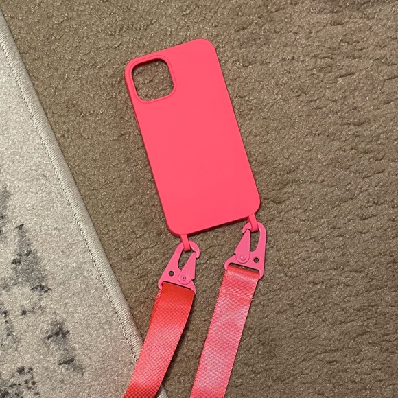 Amazon 🩷 Rose pink neon phone case/crossbody iPhone 12 NWOT - Picture 4 of 8